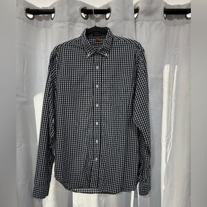Tailor Vintage men’s dress shirt button up navy and white checkered size large
